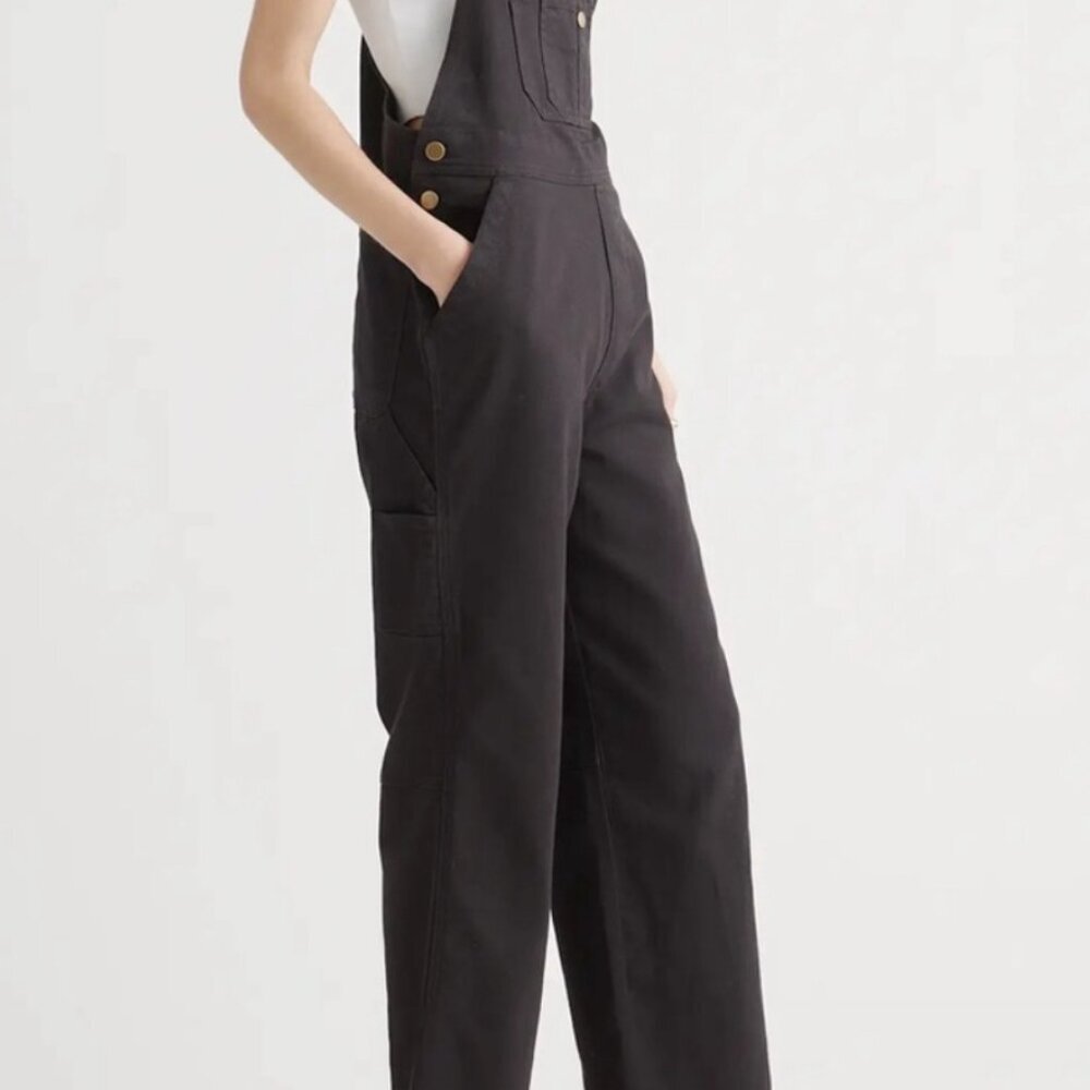 Madewell Straight Leg Cotton Stretch Overalls Black NWT #5 - Picture 5 of 10